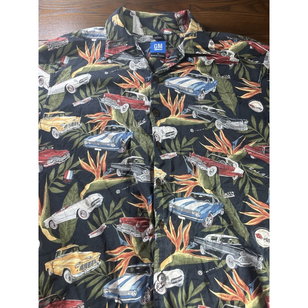 Vintage David Carey Camaro Impala Shirt Mens L Chevrolet Cars AOP Classic Print